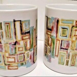Geopop 12 Oz Mugs (2) by Caroline Simas for Wells Street by Lang Pre-owned